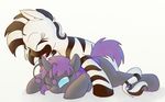  antennae aurafluff cuddling digital_media_(artwork) duo equine female humping licking lying mammal my_little_pony on_front on_top one_eye_closed open_mouth petrock playful quadruped shansai straddling stripes tongue tongue_out zebra 