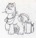  big_macintosh_(mlp) cowbell english_text eyes_closed female friendship_is_magic lactating milking_machine mooing my_little_pony one_leg_up pencil_(artwork) petrock solo standing tank teats text traditional_media_(artwork) transformation udders 