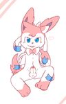  &lt;3 2014 3_toes anthro balls blue_eyes eeveelution fur looking_at_viewer male middle_finger nintendo oob paws penis pok&eacute;mon ribbons sitting solo sylveon toes tongue tongue_out uncut video_games 