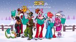  2014 anthro avian big_breasts bird bovine breasts cattle cervine chicken choo-choo christmas cleavage clothed clothing donkey easter_booby eltonpot equine female feral group holidays huge_breasts jackpot jilo_(character) lagomorph male mammal mellany_mellons rabbit reindeer rena_(jilo) reptile scalie singing smile snake 