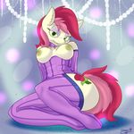  2014 anthro clothed clothing earth_pony equine exposed female happy horse humanization mammal my_little_pony nipples pony roseluck_(character) skoon smile solo 