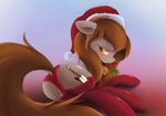  abstract_background ardail bedroom_eyes blush brown_hair christmas clothing cutie_mark equine fan_character female fur hair hat holidays horse legwear long_hair looking_at_viewer looking_back mammal mistletoe my_little_pony panties plant pom_hat pony presenting raised_tail rear_view santa_hat smile solo stockings underwear yellow_eyes 