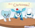  ambiguous_gender blue_eyes christmas cubchoo eeveelution eyes_closed feral glaceon group hat holidays nicholascookie nintendo open_mouth pok&eacute;mon santa_hat smile table vanillish video_games 