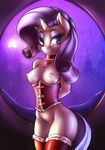  &lt;3 abstract_background anthro anthrofied bedroom_eyes big_breasts blue_eyes breasts christmas clitoris clothing collar corset equine female friendship_is_magic fshydale fur hair holidays horn legwear long_hair looking_at_viewer mammal my_little_pony nipples purple_hair pussy rarity_(mlp) smile solo standing stockings unicorn white_fur 