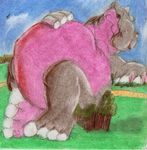  ambiguous_gender anthro boca cloud crayon_(artwork) grass hippopotamus macro mammal sky solo traditional_media_(artwork) tree 