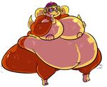  abstract_background anthro banana big_breasts blush breast_grab breasts eating female fruit hat huge_breasts mammal monkey morbidly_obese nipples nude overweight primate sitting solo sweat tiny_kong zenzensbizarreadventure 