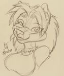  2010 anthro bust_shot canine collar dog female husky mammal monochrome nikita sketch solo spiked_collar tigerblack 