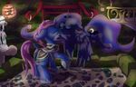  armor azure_night blue_fur duo equine fan_character female friendship_is_magic fur hair horn kissing male mammal my_little_pony princess_luna_(mlp) starletnightwind tail_wrap 