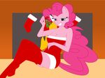  anthro blue_eyes breasts christmas dnantti_(artist) female fire fireplace friendship_is_magic hair holidays mistle_toe my_little_pony pink_hair pink_tail socks solo 