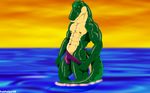  2008 abs alligator anthro biceps bulge clothing digital_media_(artwork) fabfelipe looking_at_viewer male muscles nipples pecs pose reptile scalie smile solo speedo spines standing swimsuit teeth underwear undressing water 