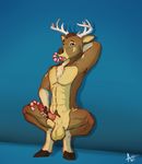  2014 anatomically_correct anatomically_correct_penis antlers avilon balls big_balls candy_cane cervine chest_tuft deer erection fur horn male mammal nude penis solo spread_legs spreading tuft 