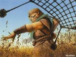 anthro feline grass hunter kev_walker leonin magic_the_gathering male mammal net official_art perspective snare solo standing throwing 