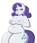  anthro big_breasts blue_eyes breasts chubby cutie_mark equine female friendship_is_magic fur hair hands_on_breasts horn long_hair looking_at_viewer lordstormcaller mammal my_little_pony navel nude open_mouth purple_hair rarity_(mlp) solo unicorn white_fur 