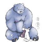  ambiguous_gender anthro bear big_dom_small_sub black_bear canine duo male mammal oral overweight penis size_difference wantaro wolf 
