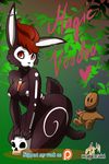  azaleesh bone breasts digital_media_(artwork) female hair lagomorph looking_at_viewer mammal nipples paws piercing rabbit skull solo voodoo 