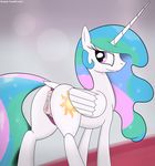  abstract_background anus ardupi butt clitoral_winking clitoris clothing cutie_mark equine feathers female friendship_is_magic fur hair hooves horn long_hair looking_at_viewer looking_back mammal multicolored_hair my_little_pony nipples panties panties_aside pink_eyes presenting princess_celestia_(mlp) puffy_anus pussy raised_tail rear_view smile solo teats underwear white_fur winged_unicorn wings 