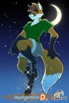  anthro azaleesh canine digital_media_(artwork) fairy_dust flying fox fuzzyfox hair male mammal markings moon paws peter_pan soaring solo 