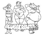  belly black_and_white female ghippa48 gloria group hippopotamus human male mammal monochrome obese overweight socks transformation weight_gain 