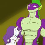  abstract_background anonponymk7 anthro anthrofied blue_eyes dragon duo equine eyeshadow female friendship_is_magic glowing glowing_eyes hair horn makeup male mammal my_little_pony nude older purple_body purple_hair rarity_(mlp) spike_(mlp) spines unicorn white_body 