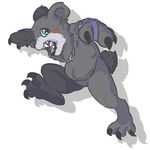  ambiguous_gender bandai bear bearmon beelzemon_(artist) cell_shaded chubby claws digimon face_paint leather_straps mammal open_mouth profile running scared sharp_teeth solo teeth 