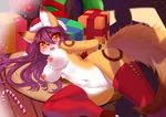  anthro blush bound breasts candy_cane canine christmas female fox hair hat holidays imminent_rape long_hair mammal nipples present_box purple_hair pussy santa_hat solo tears wolflong yellow_eyes 