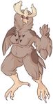  anthro anthrofied avian beelzemon_(artist) bird cell_shaded chubby female nintendo noctowl nude owl owol_(character) pok&eacute;mon solo standing talons video_games waving winged_arms wings 