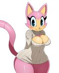  2014 alpha_channel anthro big_breasts blush breasts cat cleavage clothed clothing digital_media_(artwork) feline female keyhole_turtleneck looking_at_viewer mammal noodle_(character) plain_background solo sssonic2 standing sweater transparent_background 