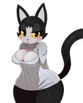  2014 alpha_channel anthro big_breasts blush breasts cat cleavage clothed clothing digital_media_(artwork) feline female keyhole_turtleneck looking_at_viewer mammal pici_(character) plain_background solo sssonic2 standing sweater transparent_background 