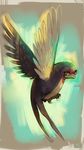  flying full_body gen_3_pokemon glitchedpuppet grey_background looking_away looking_back no_humans pokemon pokemon_(creature) signature solo taillow yellow_eyes 