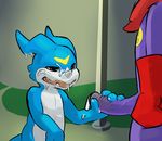  bandai bukkake colored cum cum_drool cum_on_face cum_string dacad digimon dripping duo erection faceless_male gay glans gloves hand_on_penis handjob impmon male open_mouth outside penis uncut veemon 