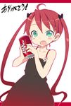  blush can child dr_pepper dr_pepper-tan dress green_eyes long_hair miyao_ryuu product_girl red_hair soda_can solo twintails 
