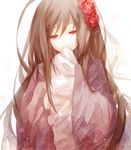  axis_powers_hetalia bad_id bad_pixiv_id brown_eyes brown_hair changpao chinese_clothes dhiea flower hair_ornament long_hair sleeves_past_wrists solo taiwan_(hetalia) 