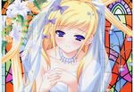  blonde_hair bride dress flower jewelry kisaragi_mifuyu long_hair moekibara_fumitake ring solo tayutama wedding_dress 