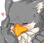  anthro avian bird blush eyes_closed facepalm fur grey_fur kemono lsa2423063 male solo 