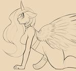  anthro anthrofied breasts dickgirl equine feathers florecentmoo friendship_is_magic horn intersex looking_at_viewer mammal my_little_pony nude penis plain_background princess_celestia_(mlp) profile solo winged_unicorn wings 