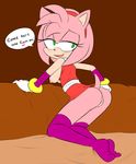  &lt;3 2014 amy_rose anthro anus black_nose blush bottomless breasts butt clothed clothing english_text female fur gloves green_eyes hair half-dressed headband hearlesssoul hedgehog legwear looking_back mammal nipples pink_fur pink_hair presenting presenting_hindquarters pussy sega solo sonic_(series) stockings text 