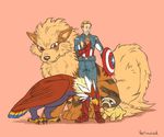  ambiguous_gender arcanine braviary captain_america disney eevee feral feriowind group human male mammal marvel nintendo pok&eacute;mon shieldon size_difference video_games 