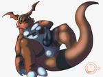  2014 animal_genitalia anthro balls bandai black_penis confusion digimon erection front_view genital_slit guilmon lying male metalfox on_back penis plain_background red_scales scalie signature slit solo thick_penis white_background white_belly white_scales yellow_eyes 
