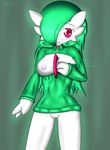  blush breasts female fir3born gardevoir hair humanoid keyhole_turtleneck long_hair looking_at_viewer nintendo nipples pok&eacute;mon pussy solo standing sweater video_games 