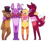  anthro avian bandage bear bird bonnie_(fnaf) canine chica_(fnaf) chicken cute five_nights_at_freddy&#039;s fox foxy_(fnaf) freddy_(fnaf) fur group hand_over_shoulder lagomorph male mammal rabbit 