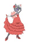  anthro bit-small blue_eyes cleavage clothed clothing dancing dress female flower high_heels nintendo one_eye_closed plain_background plant pok&eacute;mon pok&eacute;morph pose red_dress slim sneasel solo video_games wide_hips wink 