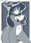  anthro bell big_breasts breasts canine collar covering covering_breasts damnevildog female fox holding_breasts mammal navel nude pussy solo 