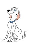  101_dalmatians blue_eyes cadpig canine dog female feral mammal plain_background sitting smile solo white_background 