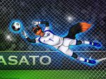  2014 anthro ball black_fur blue_eyes canine eliana-asato flying football fox fur glowing goalkeeper hair ikabob jumping male mammal orange_hair soccer wolf 