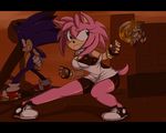  2014 amy_rose anthro big_breasts bluechika breasts canine cleavage clothed clothing female fox hedgehog male mammal miles_prower sega sneakers sonic_(series) sonic_the_hedgehog spandex 