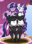  &lt;3 2014 anthro anthrofied blue_eyes breasts cleavage clothed clothing danmakuman duo equine female french_maid friendship_is_magic hair high_heels horn legwear maid maid_uniform mammal my_little_pony ponyguy67 purple_hair rarity_(mlp) shoes standing stockings twilight_sparkle_(mlp) unicorn winged_unicorn wings 