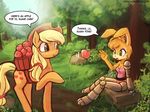  2014 anthro apple applejack_(mlp) bunnie_rabbot crossover dialogue earth_pony english_text equine female feral friendship_is_magic fruit horse lagomorph lumineko mammal my_little_pony pony rabbit sega sonic_(series) text 