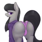  2014 alpha_channel black_hair butt clothing cutie_mark dock earth_pony equine female feral friendship_is_magic fur grey_fur hair horse looking_at_viewer looking_back mammal my_little_pony octavia_(mlp) panties plain_background pony purple_hair raised_tail solo staggeredline transparent_background underwear 