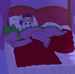  2014 bed blindfold blue_eyes blush dragon duo equine eyes_closed female friendship_is_magic hair horn male mammal my_little_pony pillow purple_hair rarity_(mlp) siansaar sleeping sleeping_mask spike_(mlp) unicorn 