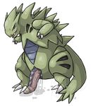  2014 alpha_channel ambiguous_fluids animal_genitalia big_penis claws feral front_view genital_slit half-erect leaning leaning_forward looking_at_viewer male naughty_face nintendo nude penis plain_background pok&eacute;mon queenkami scalie sharp_teeth slime slit smile solo standing teeth transparent_background tyranitar unusual_penis video_games 